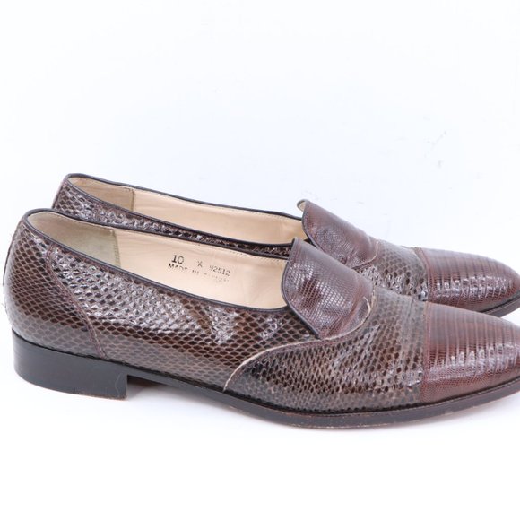 Vintage Genuine Lizard Dress Shoes Loafers Brown main image 9